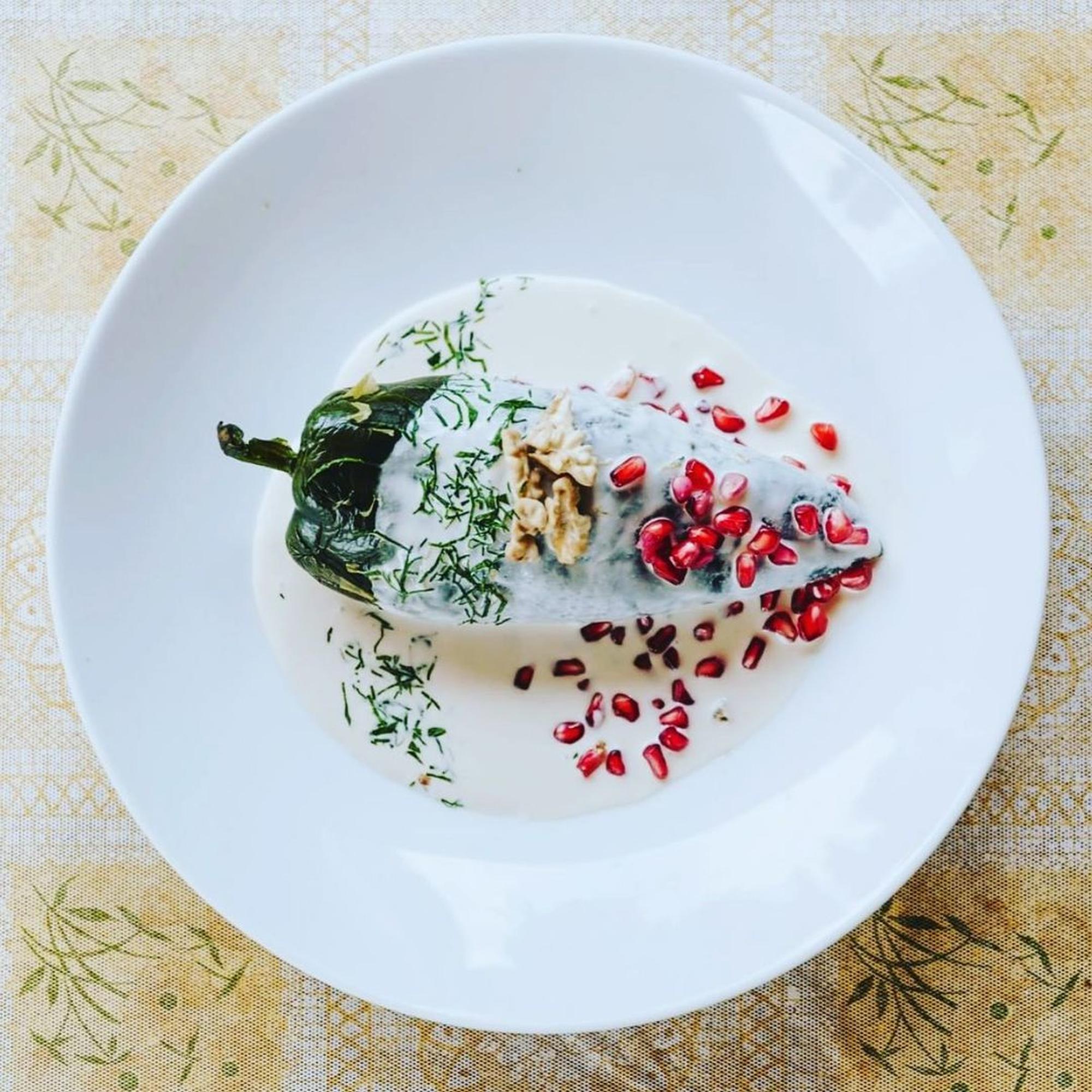 Plated seasonal starter with garnish