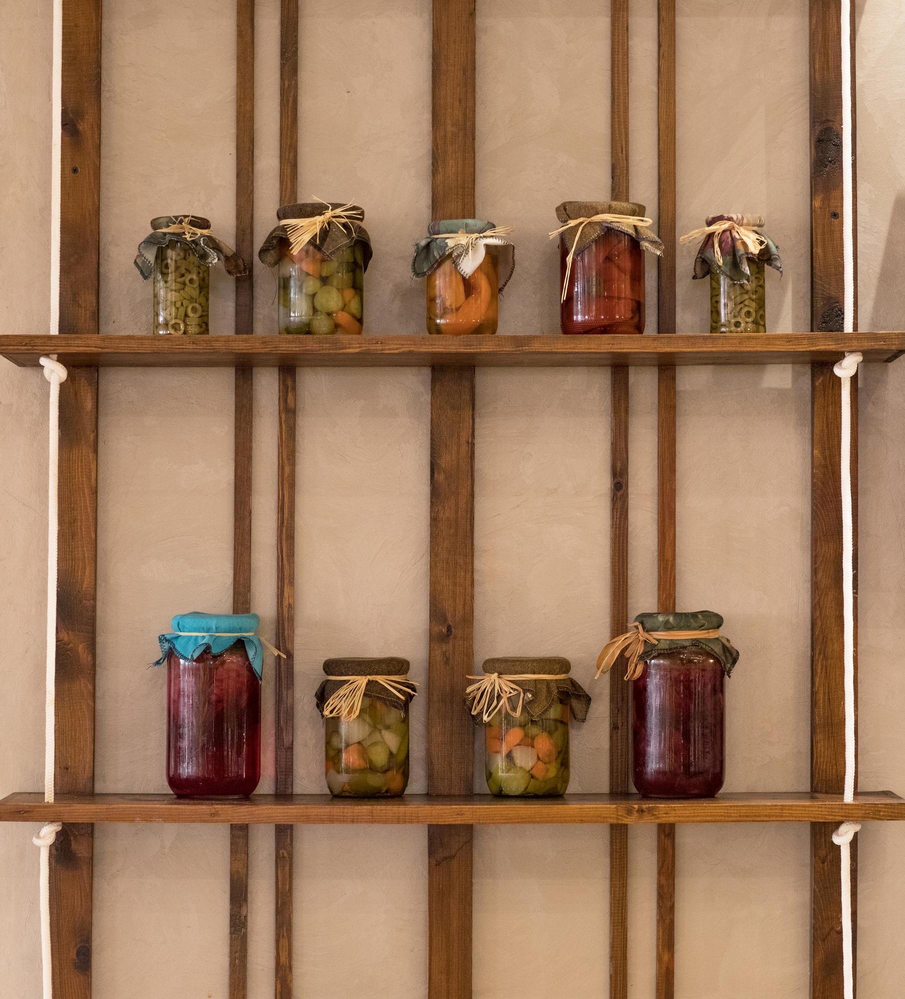 Preserves and jars labeled